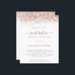 Budget Rose Gold Glitzer Sweet 16 Glam Einladung<br><div class="desc">Eine günstige BUDGET-Alternative für eine kleinere Größe von 4, 5 x 5, 6 Zoll, die ein Gewicht von 110 lbs hat, die ähnlich dick ist wie eine Postkarte (sie ist jedoch nicht als Postkarte geeignet). BITTE BEACHTEN SIE, DASS ES EINE Einladung pro Blatt gibt. Rose Gold Glitzer Sweet 16 Glam...</div>