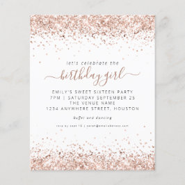 Budget Rose Gold Glitzer Sweet 16 Party Einladunge