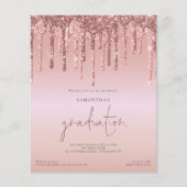 Budget Rose Gold Glitzer Tropfen Foto Grad Einladu (Vorderseite)