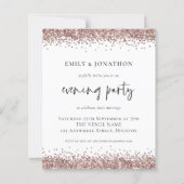 BUDGET Rose Gold Glitzer Wedding Abend Einladung (Vorderseite)