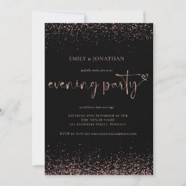 Budget Rose Gold Glitzer Wedding Abend Party Einladung