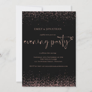 Budget Rose Gold Glitzer Wedding Abend Party Einladung