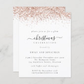 Budget Rose Gold Glitzer Weihnachts-Party Einladun (Vorne/Hinten)