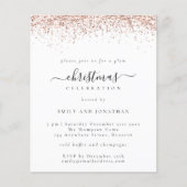 Budget Rose Gold Glitzer Weihnachts-Party Einladun (Vorderseite)