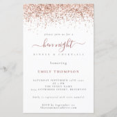 Budget Rose Gold Glitzer Weißer Hen Night Einladun (Vorderseite)