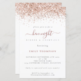 Budget Rose Gold Glitzer Weißer Hen Night Einladun