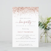 Budget Rose Gold Glitzer White Hen Party Einladung (Stehend Vorderseite)