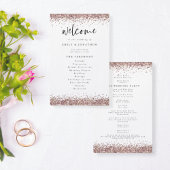 Budget Rose Gold Glitzer White Wedding Programm