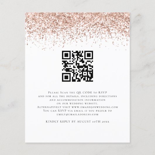 Budget Rose Gold Glitzer wir machen QR Hochzeit Ei (Rückseite)