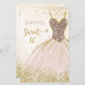 Budget Rose Gold Kleid Sweet 16 Einladung (Vorne/Hinten)