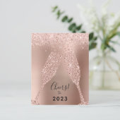 Budget Rose Gold Metallic 2022 Neujahrskarte (Stehend Vorderseite)