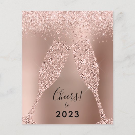 Budget Rose Gold Metallic 2022 Neujahrskarte (Vorderseite)