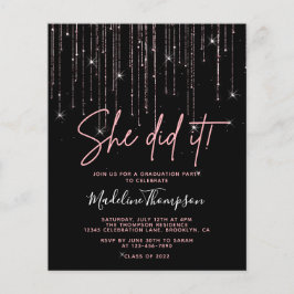 Budget Rose Gold Sie tat es Abschluss Einladung