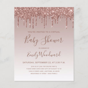 Budget Rose Gold Virtual Baby Dusche Einladung