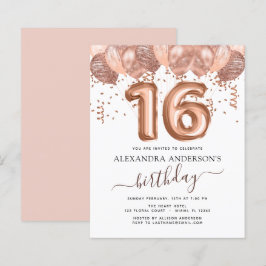 Budget Rose Goldballons Süß 16 Geburtstag