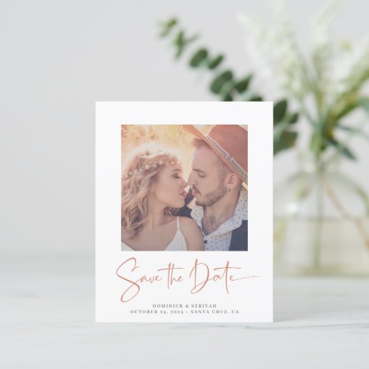 Budget Rose Goldmarmorhochzeit speichern Datum (Stehend Vorderseite)