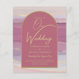 BUDGET Rose Pink Gold Arch Marble Wedding INVITE Flyer