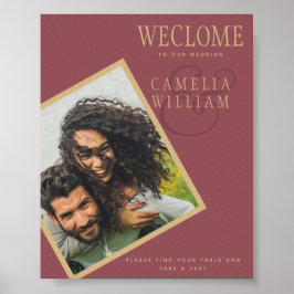 BUDGET Rose Pink Gold Wedding FOTO Begrüßung Poster