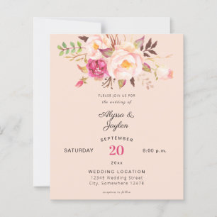 Budget Rosé-Rot-Blüten-Hochzeit in Pfirsichrosa