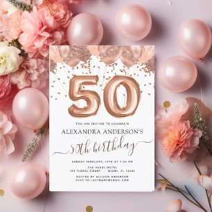 Budget-Roségold-Balloons 50. Geburtstagsfeier Flyer