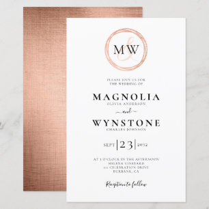 Budget Roségold-Monogramm-Hochzeits-Einladung