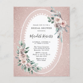 Budget Rosen Glitzer Brautdusche Einladung