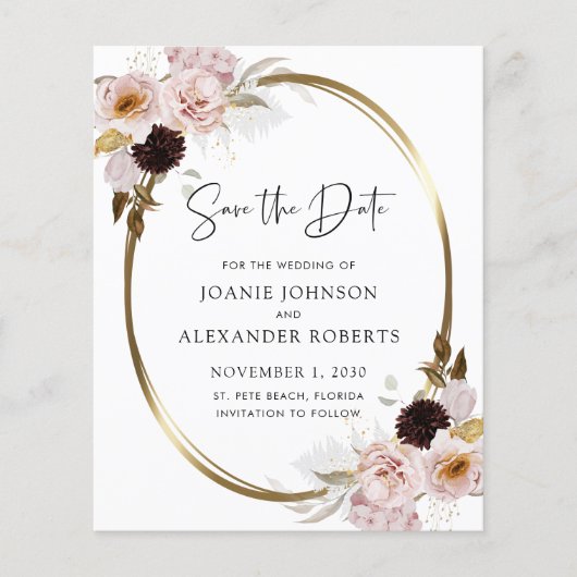 Budget Roses Gold Metallic Save the Date (Vorderseite)