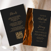 Budget Rost Gold Dunkle QR Code Einladung Hochzeit