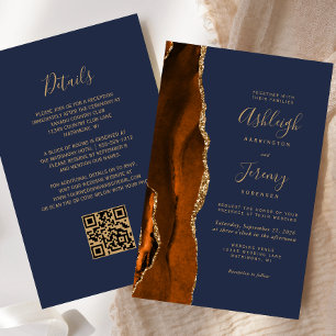 Budget-Rost-Gold-Navy-Blau-QR-Code-Hochzeits-Einla
