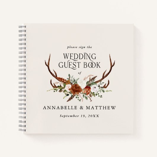 Budget Rostcreme Blumen Hochzeitsgast-Buch rustika Notizblock (Vorderseite)