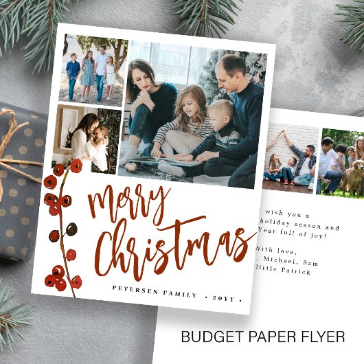 Budget Rot Frohe Weihnachts-Foto Weihnachtskarte Flyer