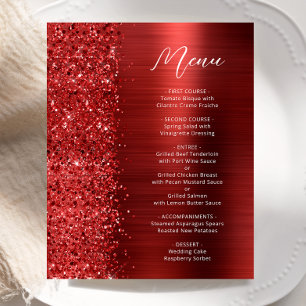 Budget-Rot-Glamour-Glitter-Schrift-Hochzeitsmenü