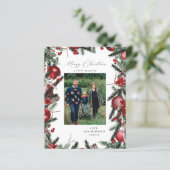 Budget Rote Ornamente & Pine Frohe Weihnachten Fot (Stehend Vorderseite)