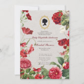 Budget Rote Rose Florals Bridgerton Brautparty Einladung (Vorderseite)