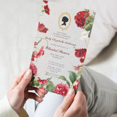 Budget Rote Rose Florals Bridgerton Brautparty Einladung