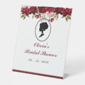 Budget Rote Rose Florals Bridgerton Brautparty Sockelschild (Vorderseite)