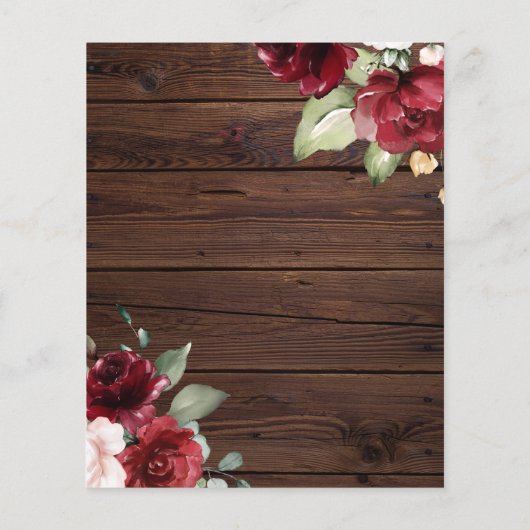 Budget Rote Rose Rustic Wood Wedding Einladung (Rückseite)