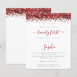 Budget Roter Glitzer 21. Party Einladung