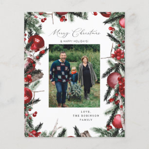 Budget Roter Schmuck & Kiefer Frohe Weihnachten Fo Flyer