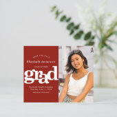 Budget Rotes Foto Retten Datum Abschluss Einladung (Stehend Vorderseite)