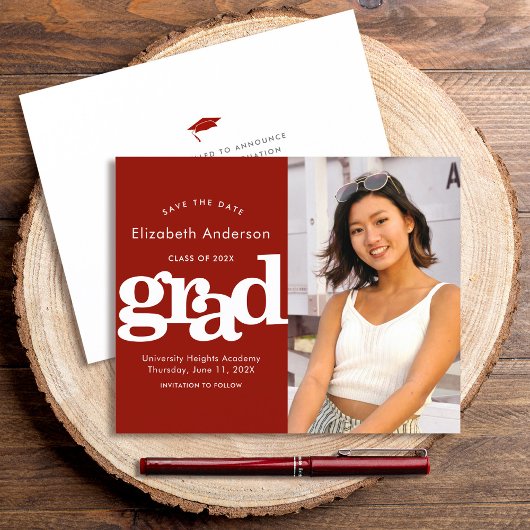 Budget Rotes Foto Retten Datum Abschluss Einladung