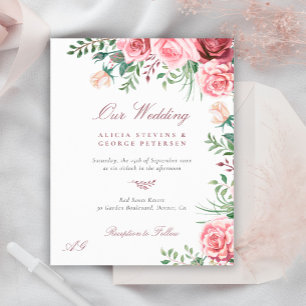 Budget-Rouge Burgunder elegante Hochzeitseinladung