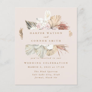 Budget Rouge Kranz Pampas Gras Florale Hochzeit Flyer