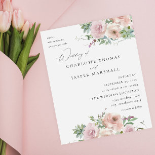 Budget Rouge Pink Floral & Succulent Hochzeit V2 Flyer