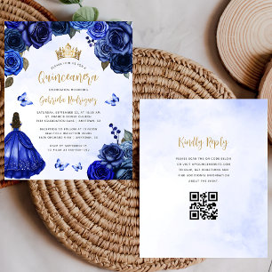 Budget Royal Blau Gold Blumen Quinceañera