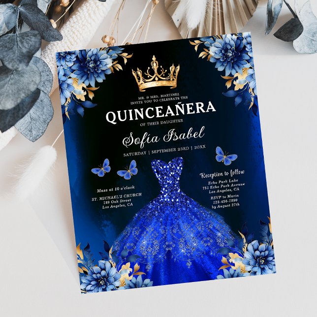 Budget Royal Blue Bilingual Spanish Quinceanera (Von Creator hochgeladen)