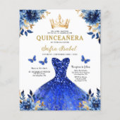 Budget Royal Blue Bilingual Spanish Quinceanera Flyer (Vorne)