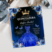 Budget Royal Blue Bilingual Spanish Quinceanera Flyer