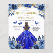 Budget Royal Blue Bilingual Spanish Quinceanera Flyer (Hinten)