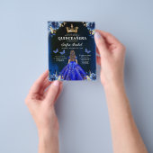 Budget Royal Blue Bilingual Spanish Quinceanera Flyer (Gruppe)